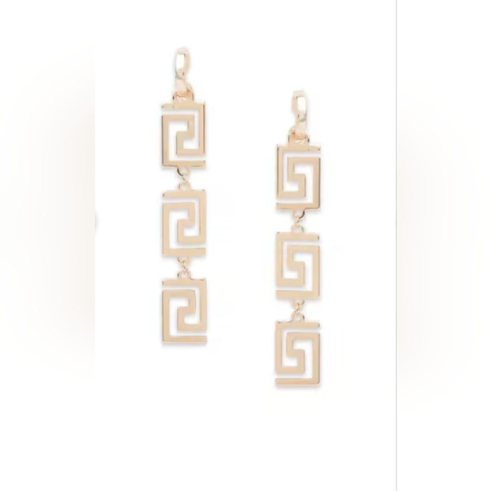 Aldo Gold Linked Square Spiral Drop Earrings Comes W Accessory Pouch
